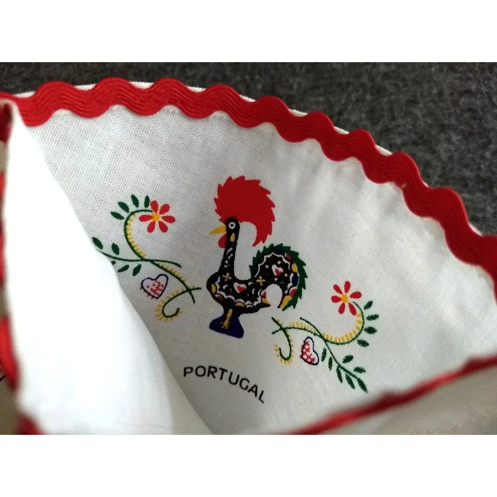 Fabric Bun Roll Biscuit Holder Warmer Rooster Portugal Embroidered Linen Napkins